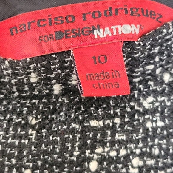 Narciso Rodriguez Black Grey Tweed Mini Pencil Skirt Office Boss Lady Sz 10 - Picture 10 of 11